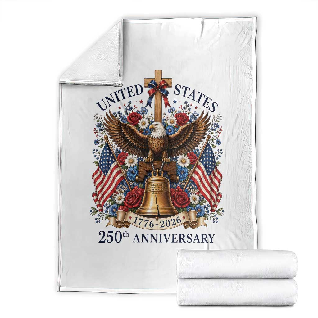 250 Anniversary USA Patriotic Eagle Throw Blanket Flower 250th Birthday 4th Of July 2026
