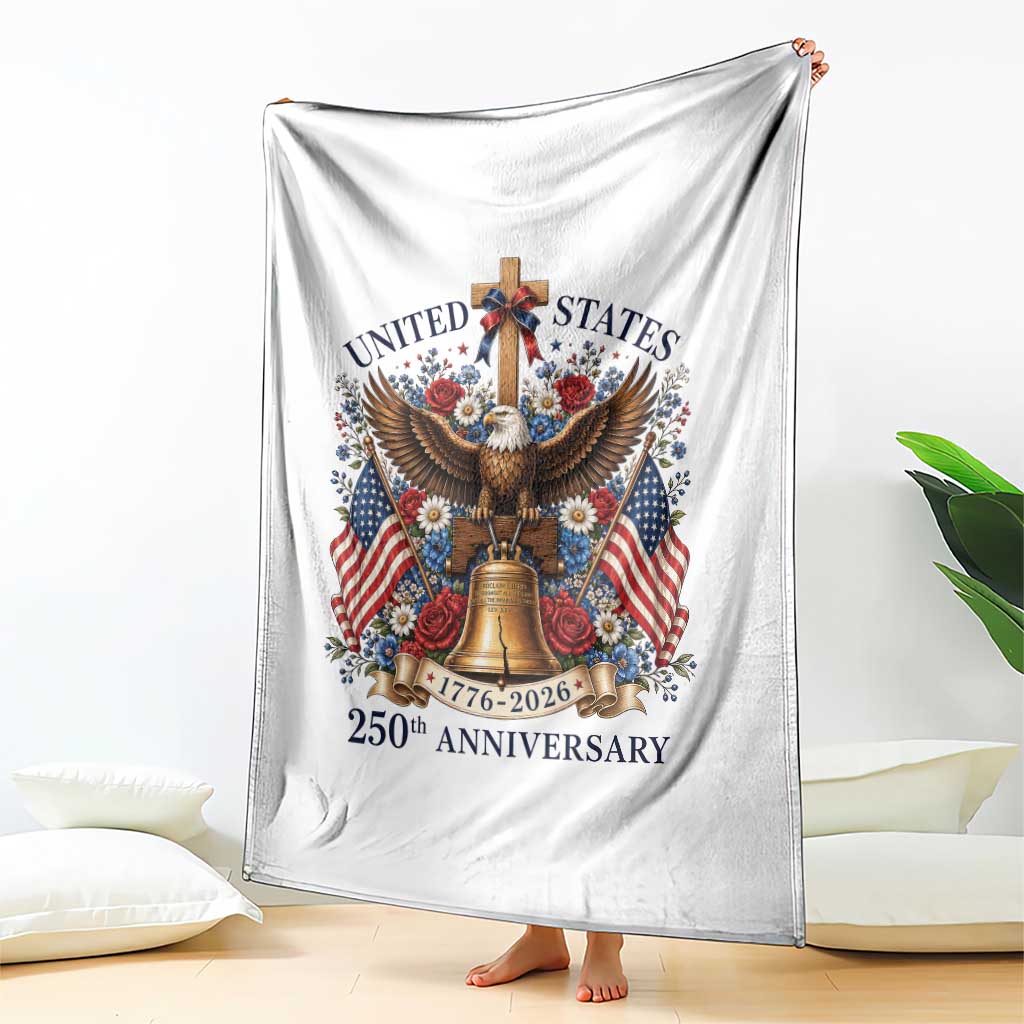 250 Anniversary USA Patriotic Eagle Throw Blanket Flower 250th Birthday 4th Of July 2026
