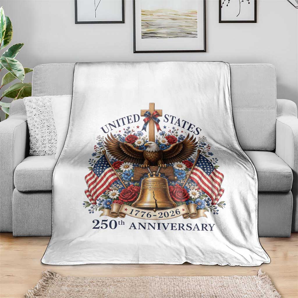 250 Anniversary USA Patriotic Eagle Throw Blanket Flower 250th Birthday 4th Of July 2026