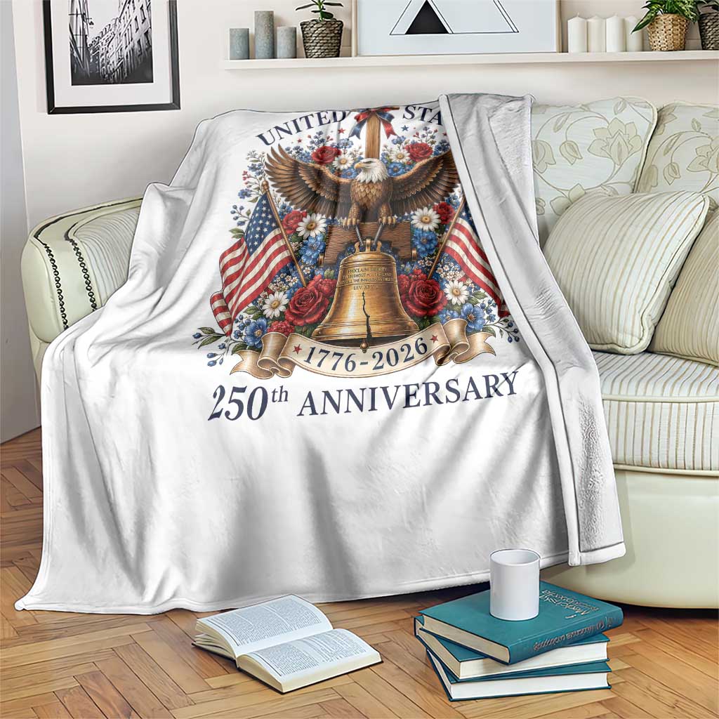 250 Anniversary USA Patriotic Eagle Throw Blanket Flower 250th Birthday 4th Of July 2026