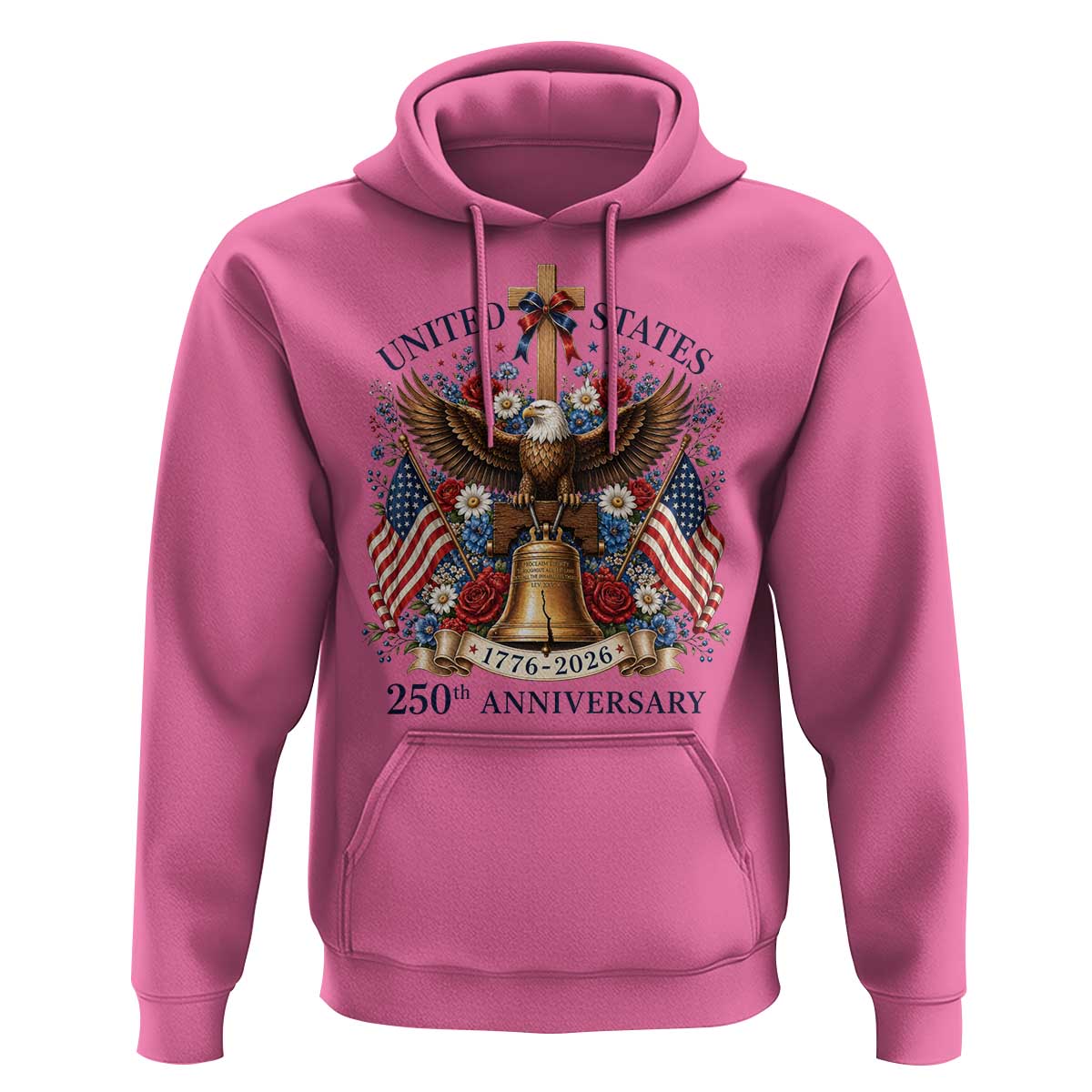 250 Anniversary USA Patriotic Eagle Hoodie Flower 250th Birthday 4th Of July 2026