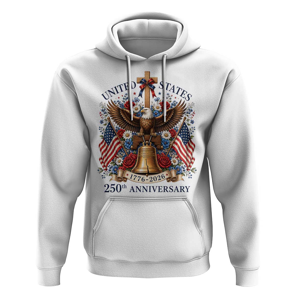 250 Anniversary USA Patriotic Eagle Hoodie Flower 250th Birthday 4th Of July 2026