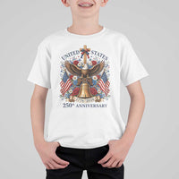 250 Anniversary USA Patriotic Eagle T Shirt For Kid Flower 250th Birthday 4th Of July 2026