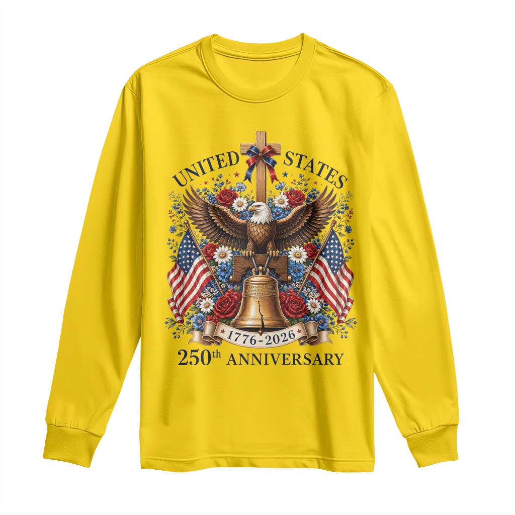 250 Anniversary USA Patriotic Eagle Long Sleeve Shirt Flower 250th Birthday 4th Of July 2026