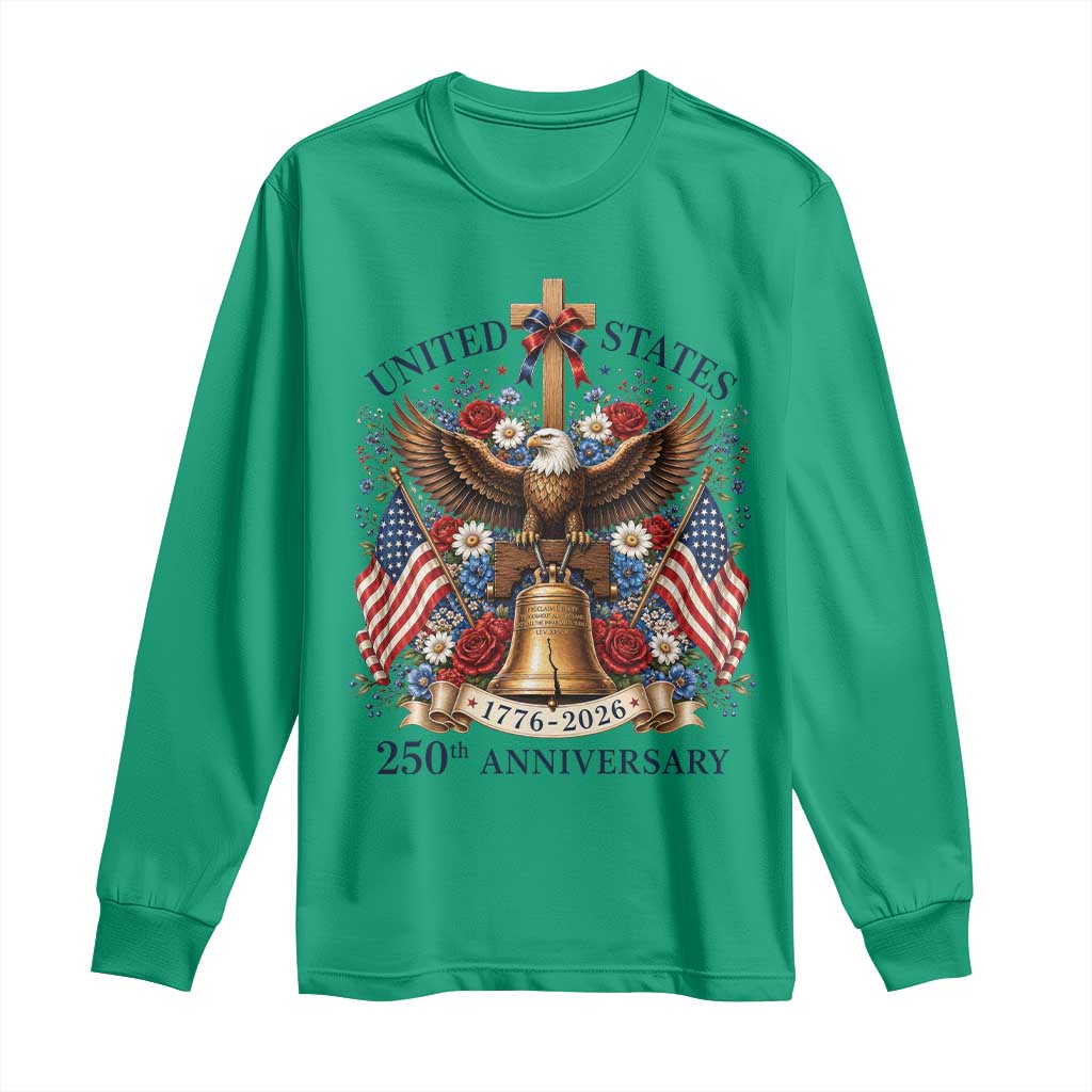 250 Anniversary USA Patriotic Eagle Long Sleeve Shirt Flower 250th Birthday 4th Of July 2026