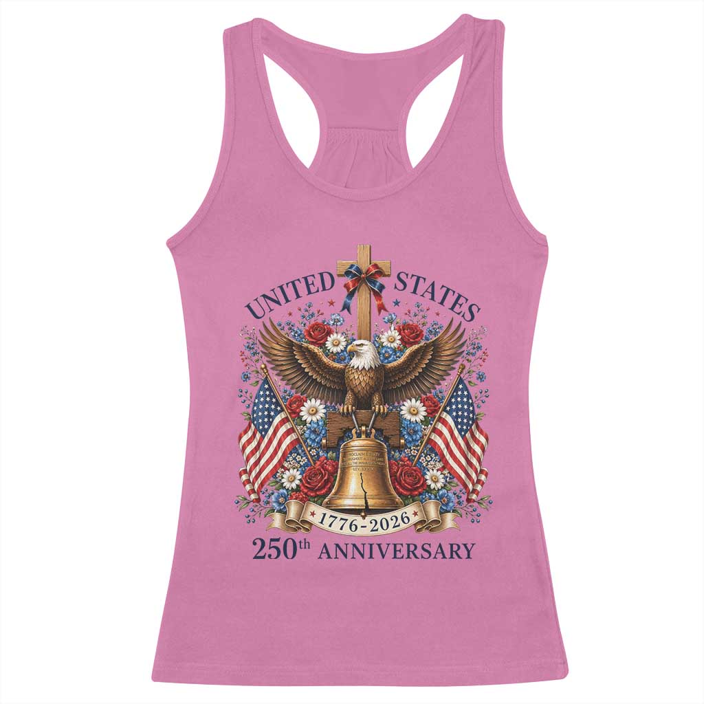 250 Anniversary USA Patriotic Eagle Racerback Tank Top Flower 250th Birthday 4th Of July 2026