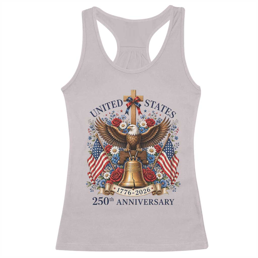 250 Anniversary USA Patriotic Eagle Racerback Tank Top Flower 250th Birthday 4th Of July 2026