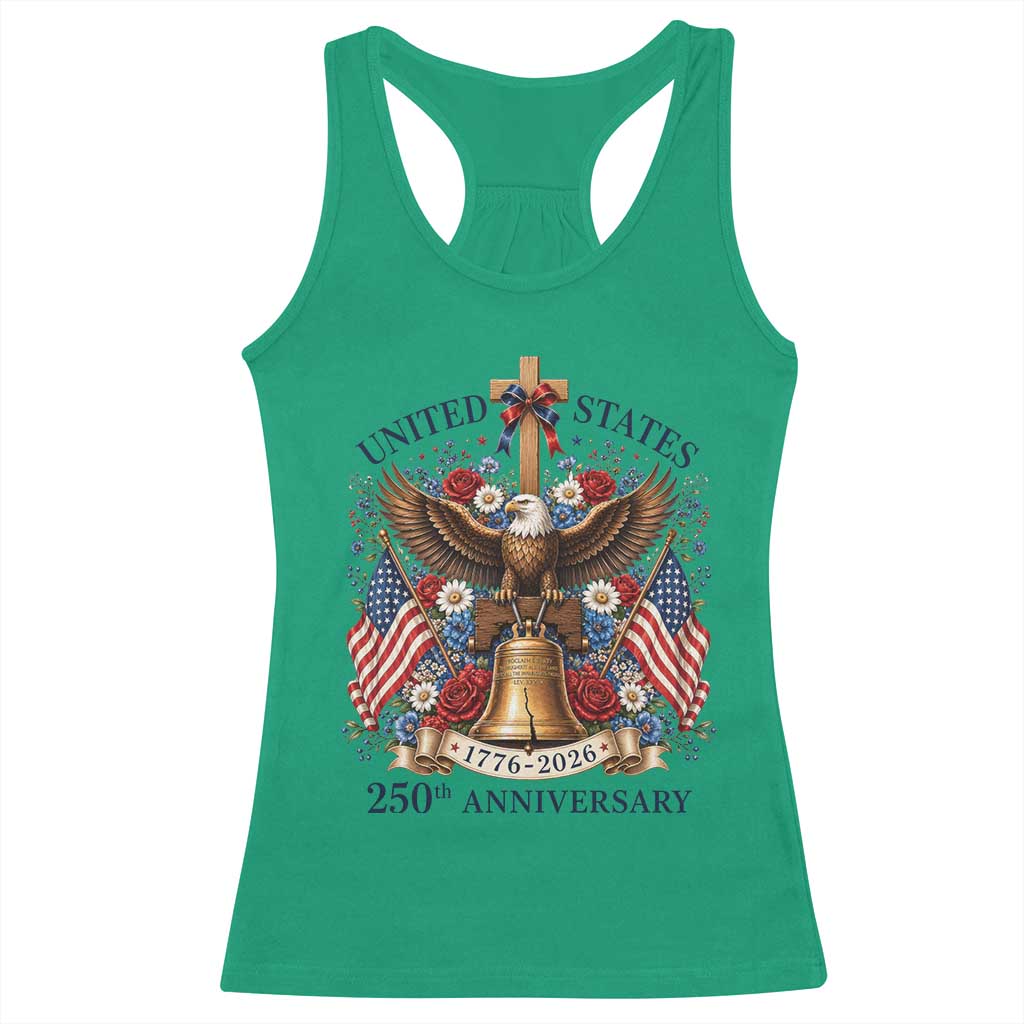 250 Anniversary USA Patriotic Eagle Racerback Tank Top Flower 250th Birthday 4th Of July 2026
