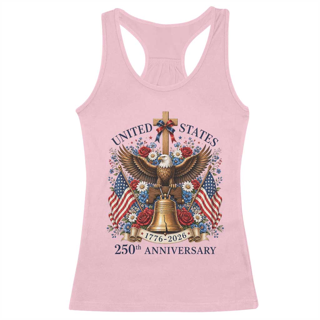 250 Anniversary USA Patriotic Eagle Racerback Tank Top Flower 250th Birthday 4th Of July 2026