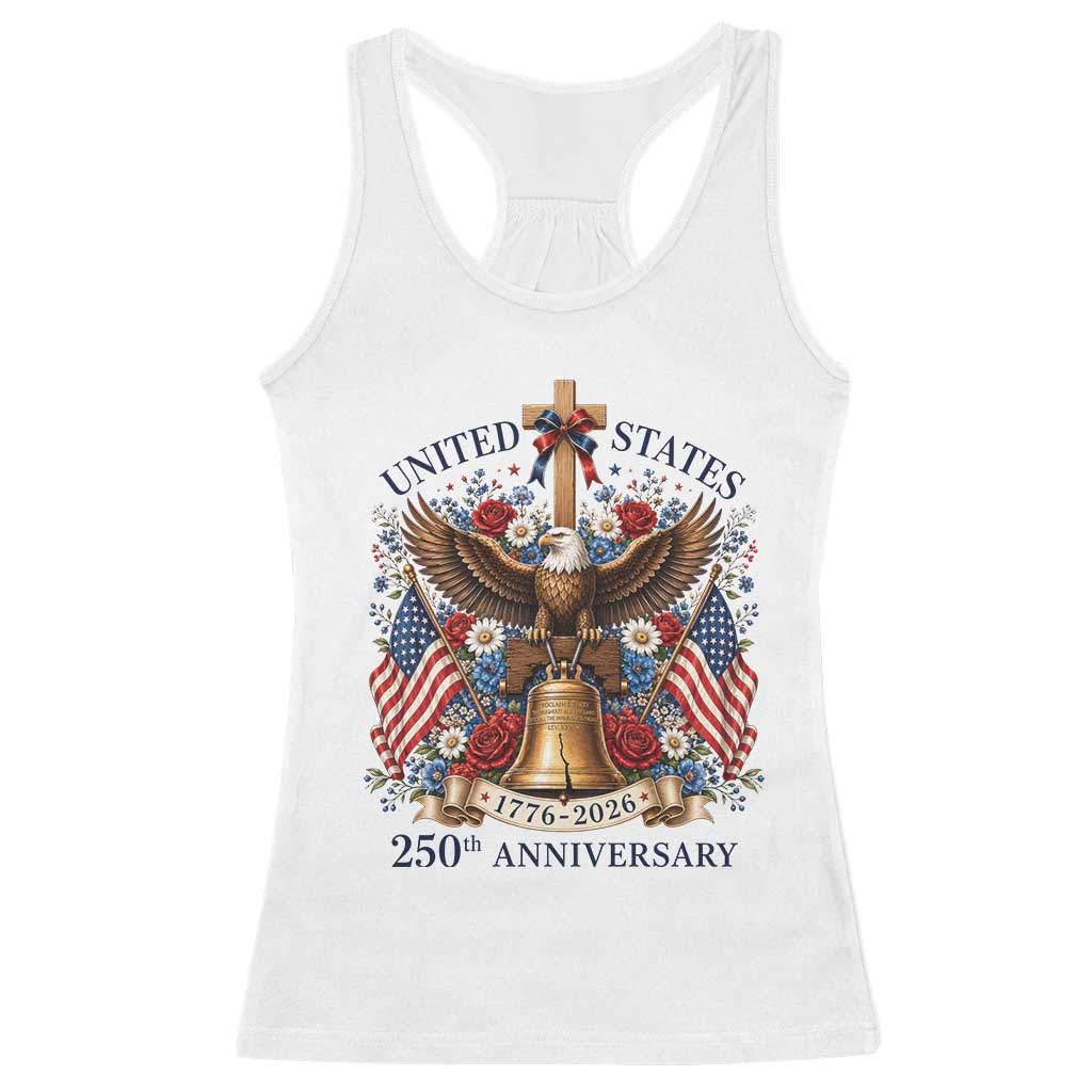 250 Anniversary USA Patriotic Eagle Racerback Tank Top Flower 250th Birthday 4th Of July 2026