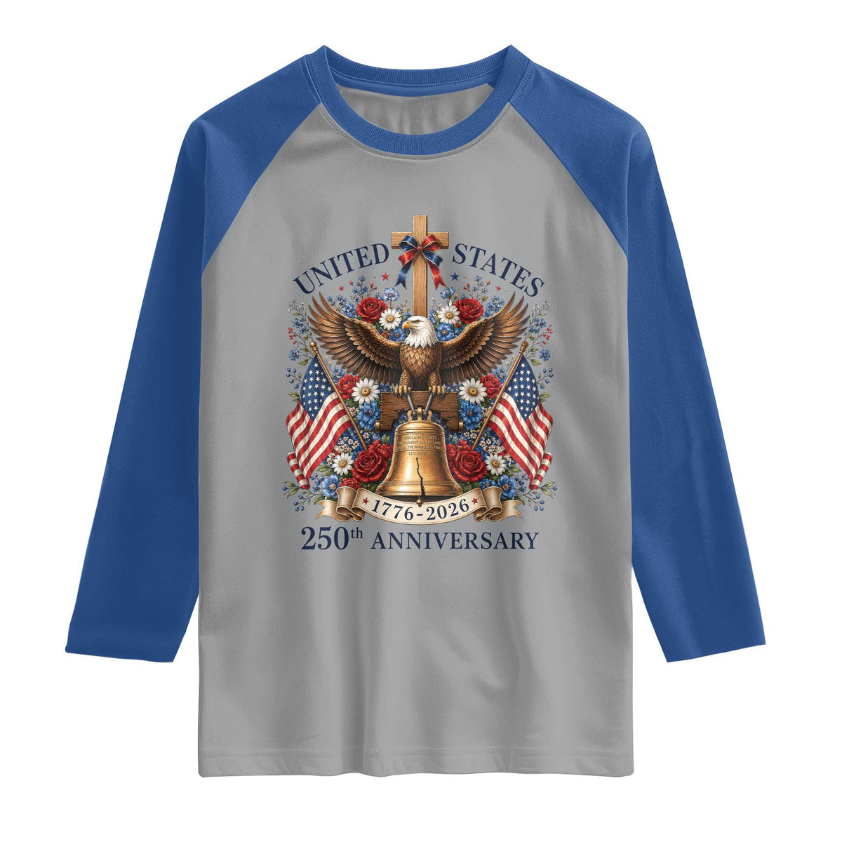250 Anniversary USA Patriotic Eagle Raglan Shirt Flower 250th Birthday 4th Of July 2026