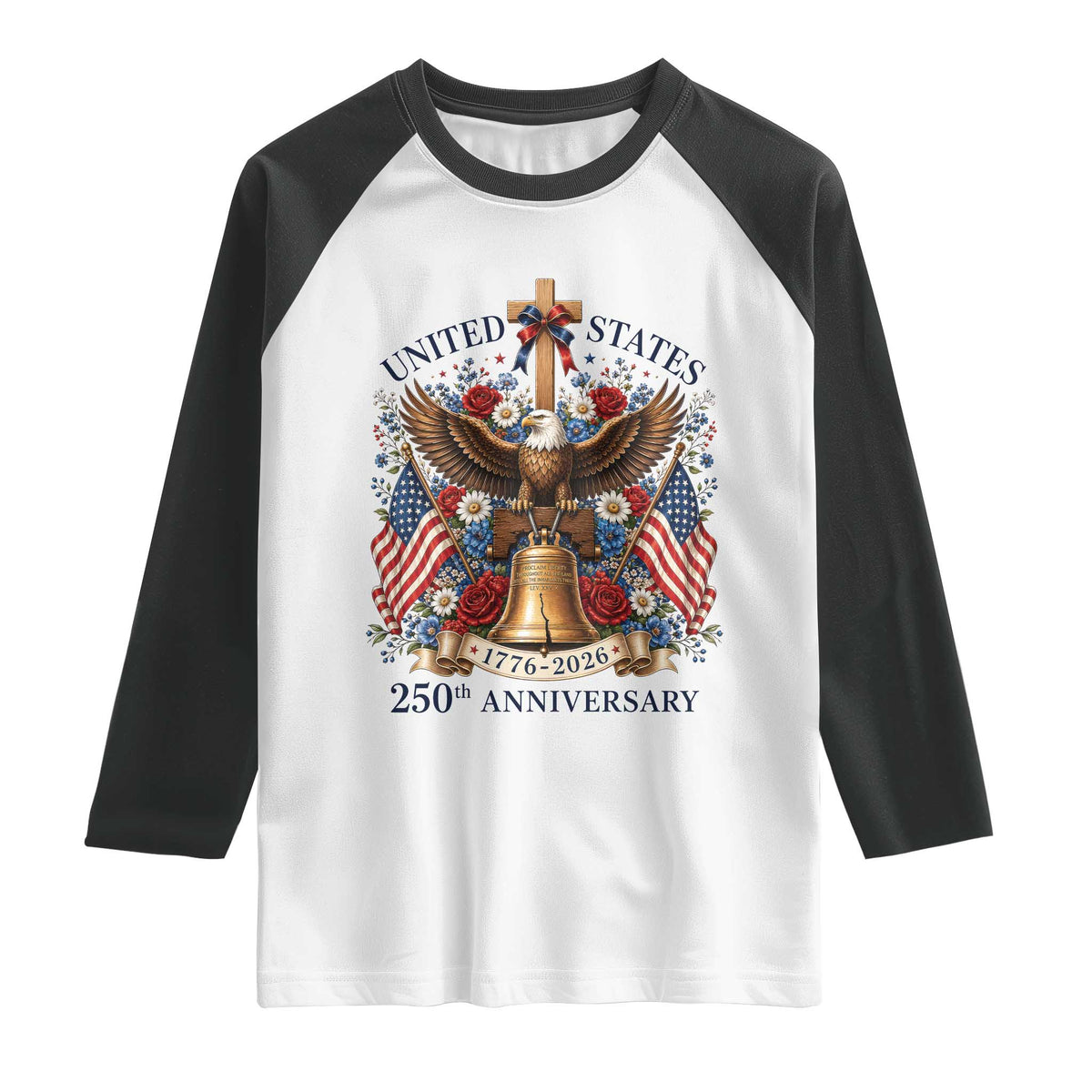250 Anniversary USA Patriotic Eagle Raglan Shirt Flower 250th Birthday 4th Of July 2026