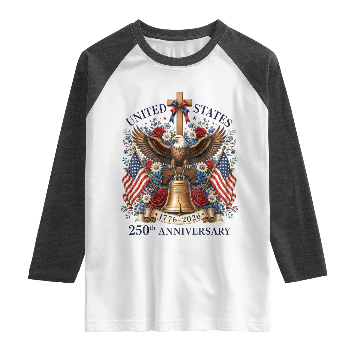 250 Anniversary USA Patriotic Eagle Raglan Shirt Flower 250th Birthday 4th Of July 2026