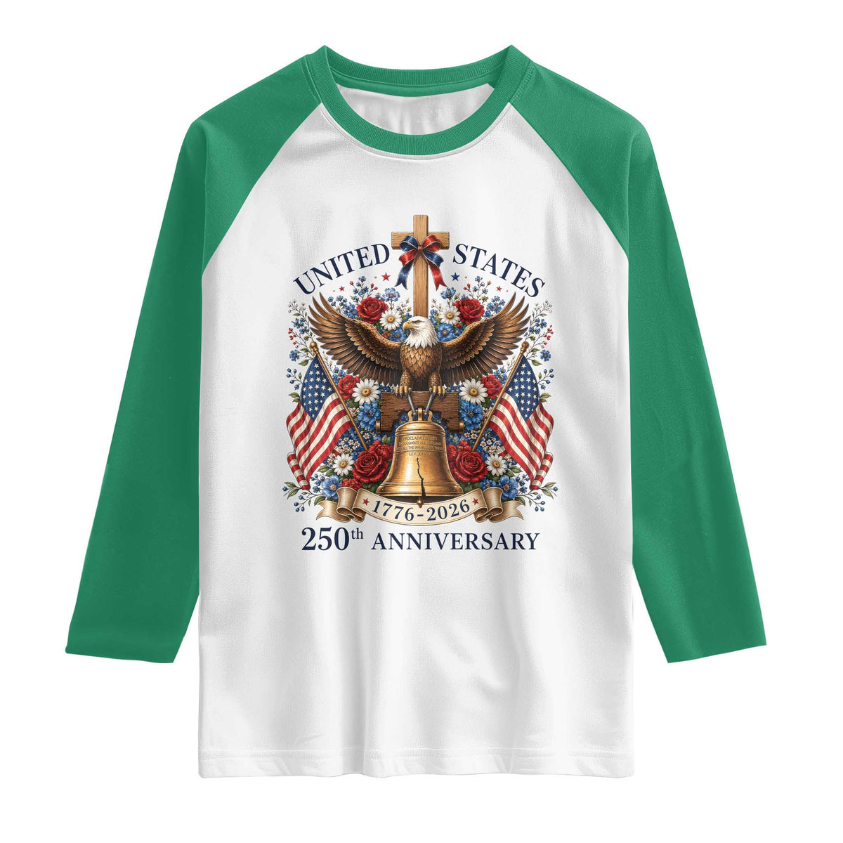 250 Anniversary USA Patriotic Eagle Raglan Shirt Flower 250th Birthday 4th Of July 2026