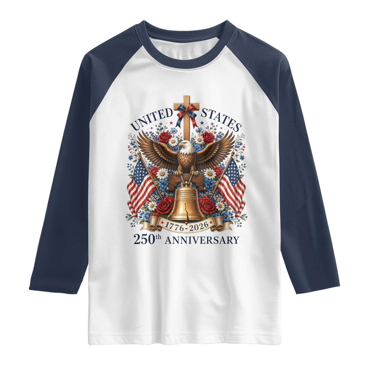 250 Anniversary USA Patriotic Eagle Raglan Shirt Flower 250th Birthday 4th Of July 2026