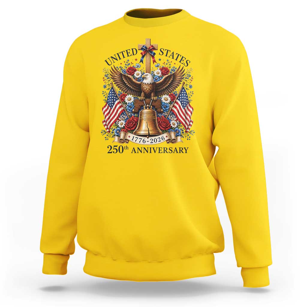 250 Anniversary USA Patriotic Eagle Sweatshirt Flower 250th Birthday 4th Of July 2026