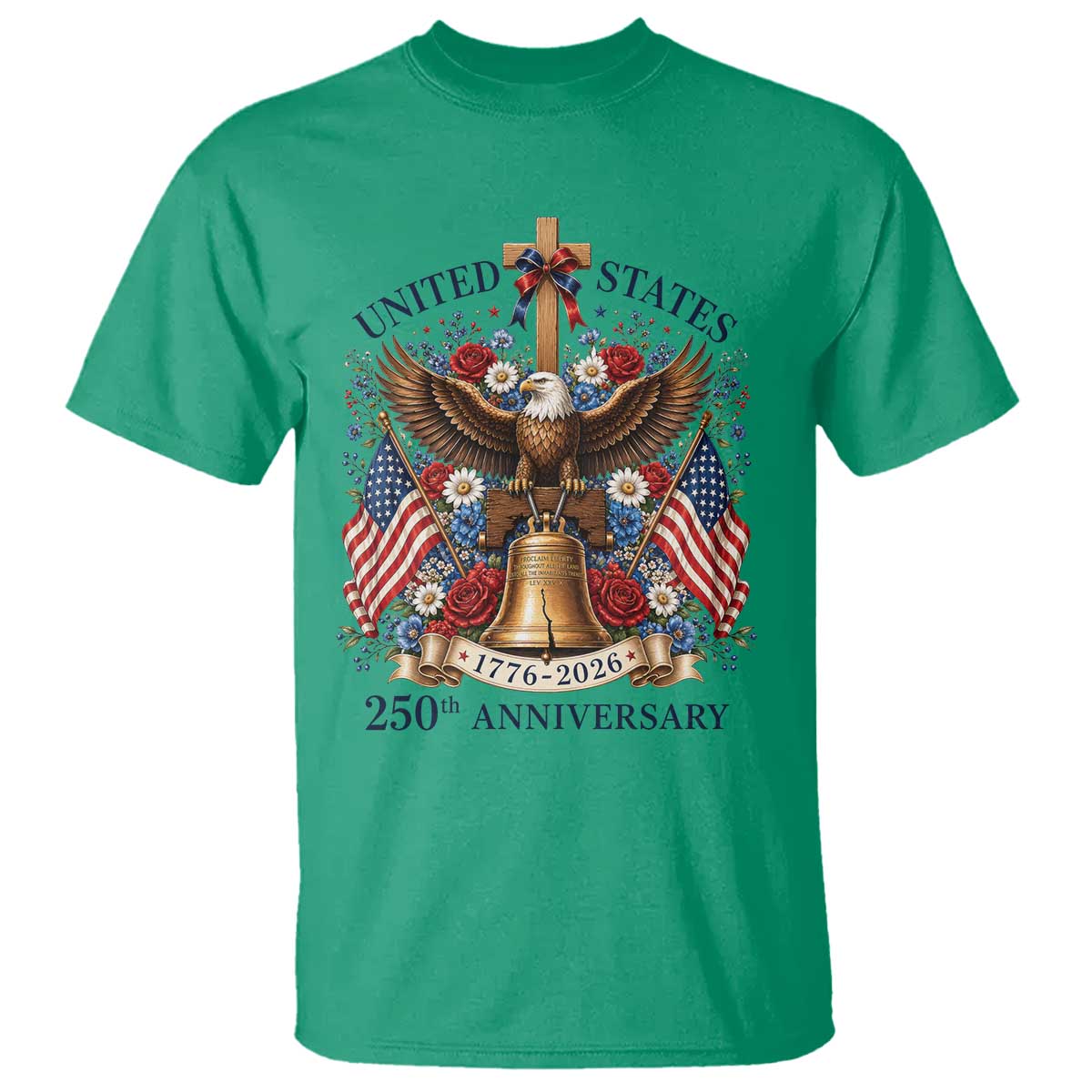 250 Anniversary USA Patriotic Eagle T Shirt Flower 250th Birthday 4th Of July 2026
