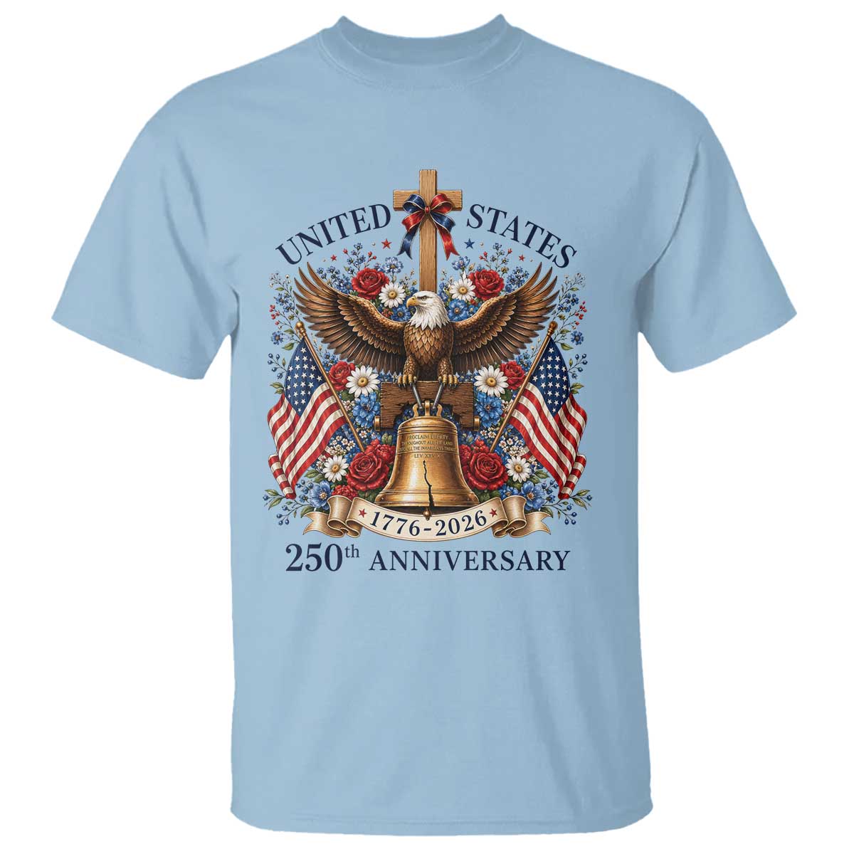 250 Anniversary USA Patriotic Eagle T Shirt Flower 250th Birthday 4th Of July 2026