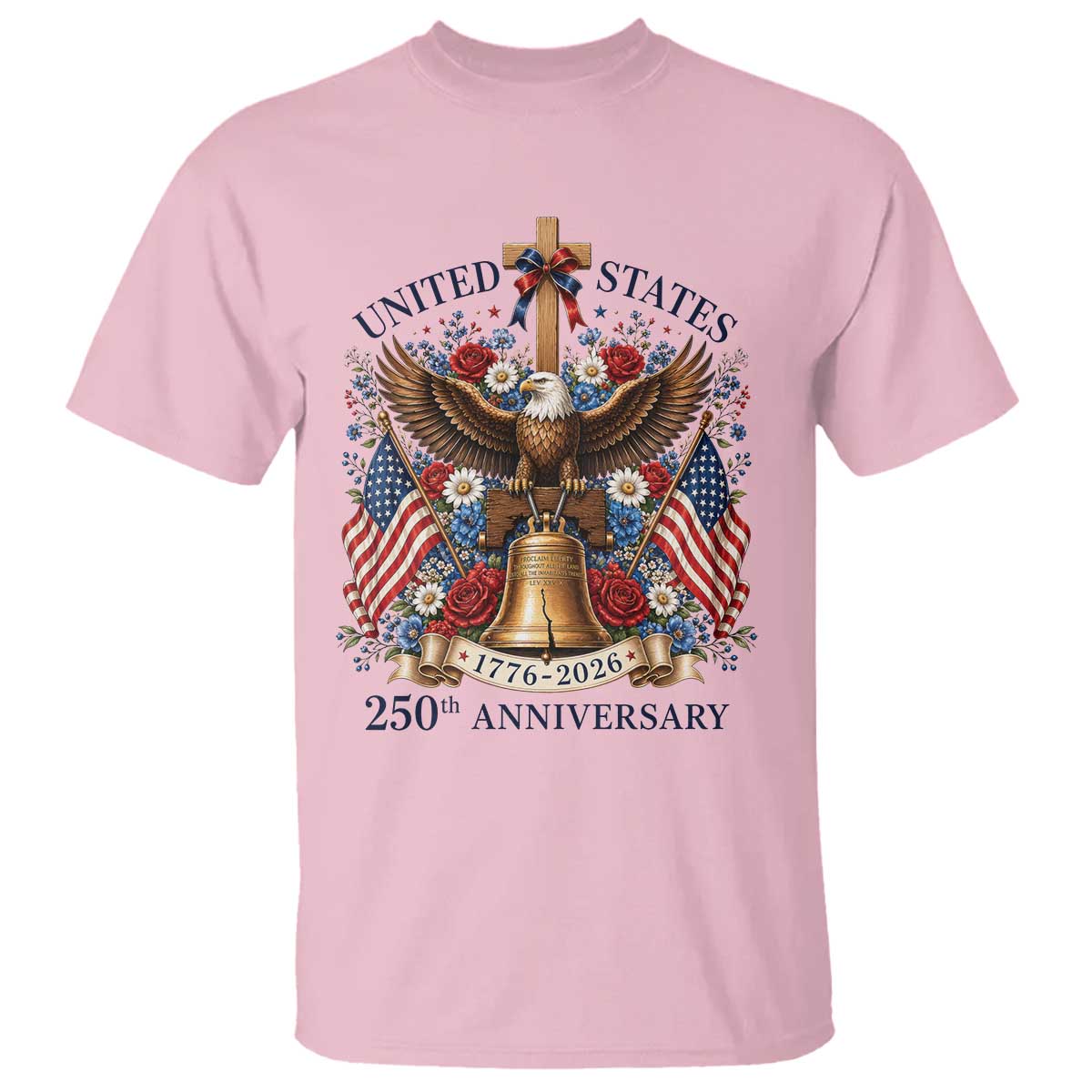 250 Anniversary USA Patriotic Eagle T Shirt Flower 250th Birthday 4th Of July 2026