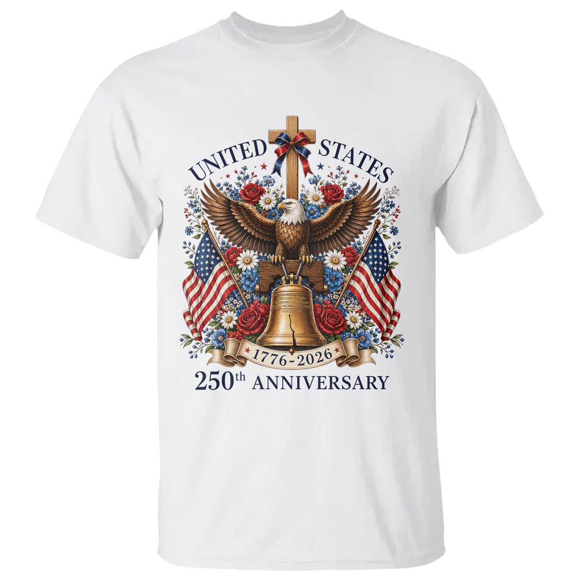 250 Anniversary USA Patriotic Eagle T Shirt Flower 250th Birthday 4th Of July 2026
