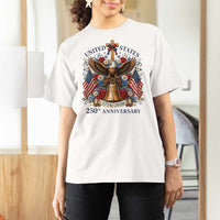 250 Anniversary USA Patriotic Eagle T Shirt For Women Flower 250th Birthday 4th Of July 2026
