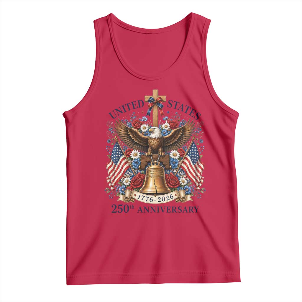 250 Anniversary USA Patriotic Eagle Tank Top Flower 250th Birthday 4th Of July 2026