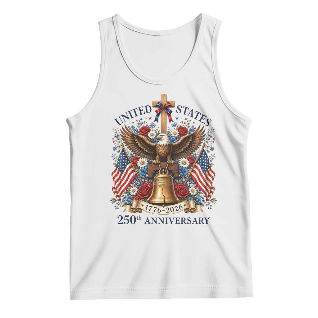 250 Anniversary USA Patriotic Eagle Tank Top Flower 250th Birthday 4th Of July 2026