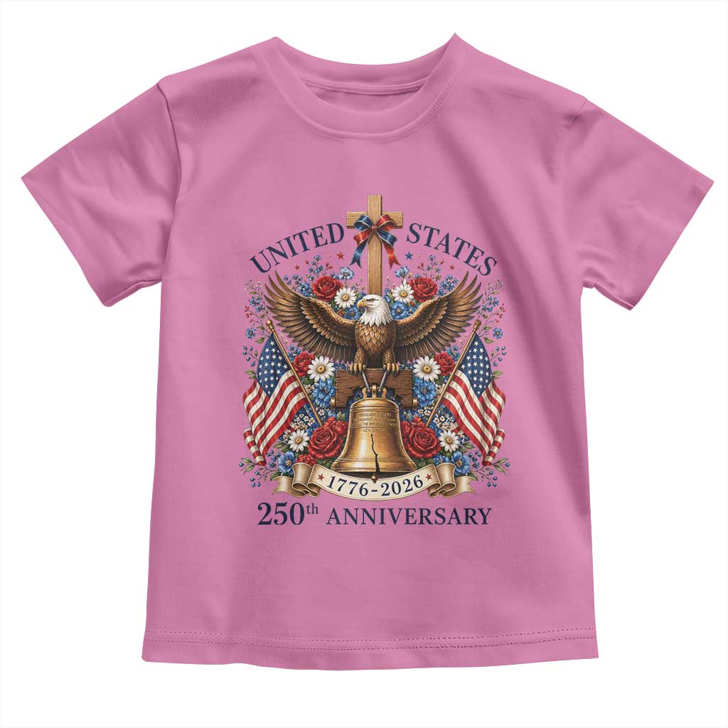 250 Anniversary USA Patriotic Eagle Toddler T Shirt Flower 250th Birthday 4th Of July 2026