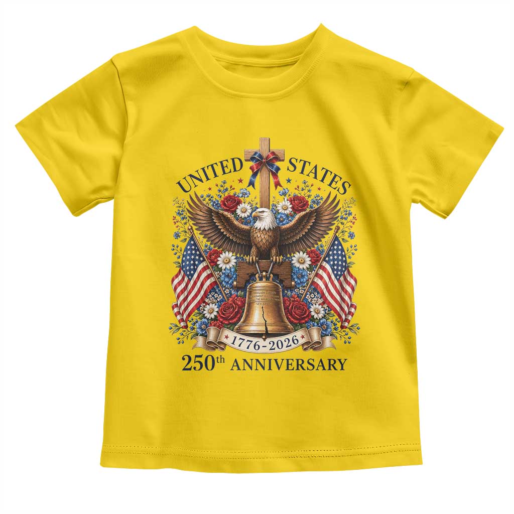 250 Anniversary USA Patriotic Eagle Toddler T Shirt Flower 250th Birthday 4th Of July 2026