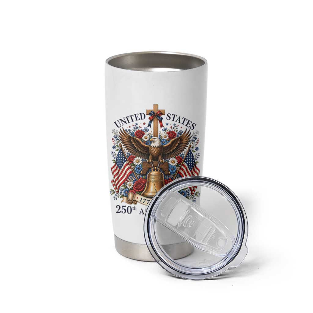 250 Anniversary USA Patriotic Eagle Tumbler Cup Flower 250th Birthday 4th Of July 2026