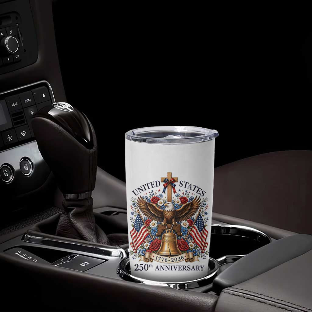 250 Anniversary USA Patriotic Eagle Tumbler Cup Flower 250th Birthday 4th Of July 2026
