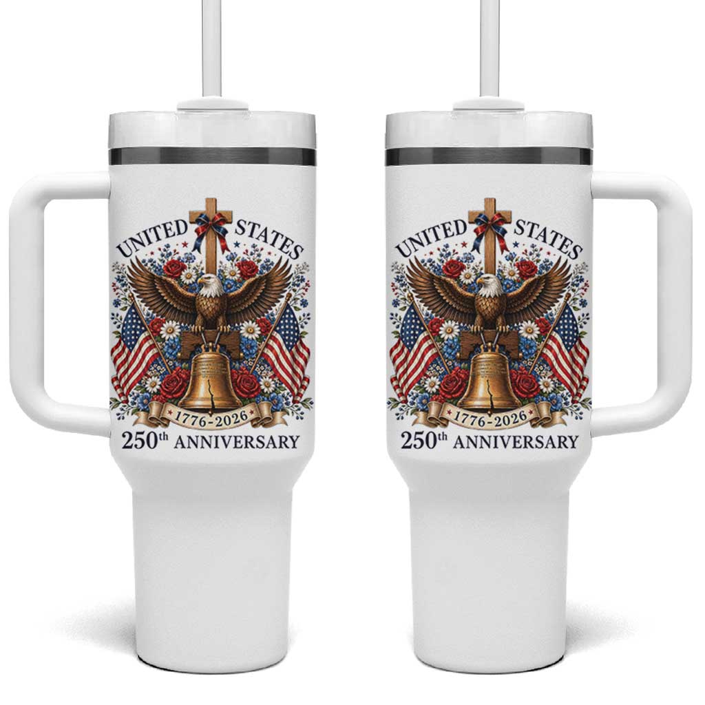 250 Anniversary USA Patriotic Eagle Tumbler With Handle Flower 250th Birthday 4th Of July 2026