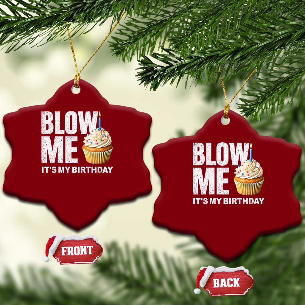 Blow Me Its My Birthday Ceramic Ornament Funny Adult Humor Dirty Jokes Bday Gag Gifts