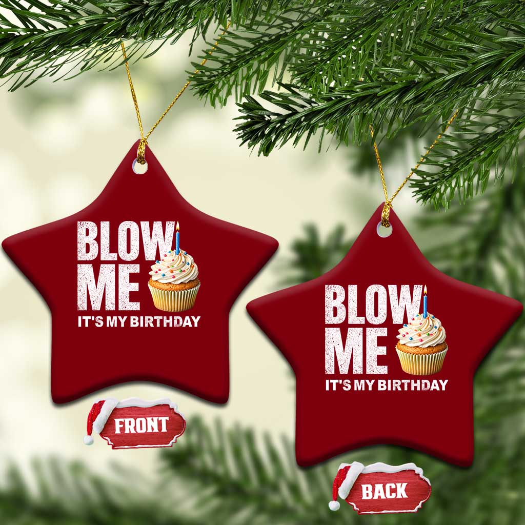 Blow Me Its My Birthday Ceramic Ornament Funny Adult Humor Dirty Jokes Bday Gag Gifts