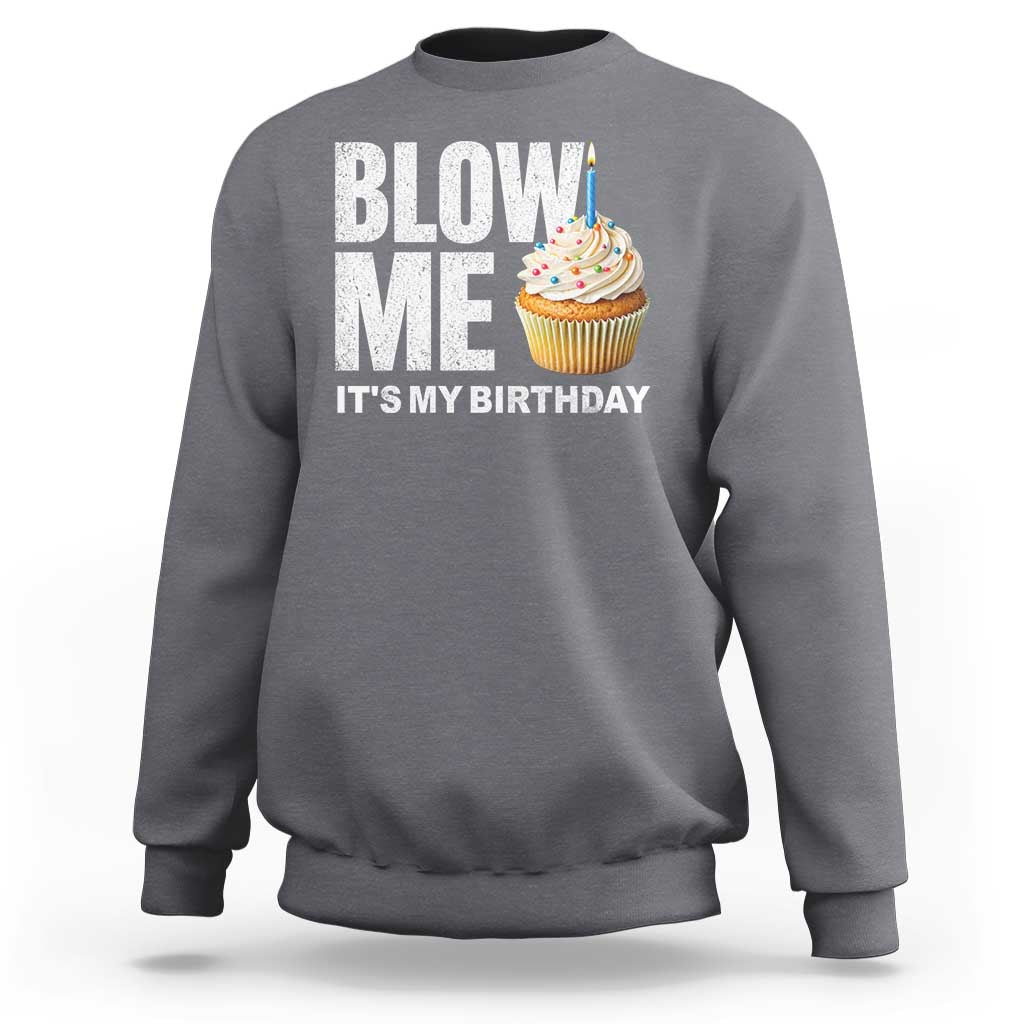 Blow Me Its My Birthday Sweatshirt Funny Adult Humor Dirty Jokes Bday Gag Gifts