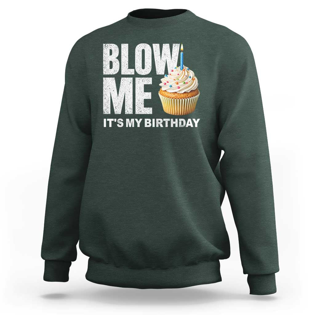 Blow Me Its My Birthday Sweatshirt Funny Adult Humor Dirty Jokes Bday Gag Gifts