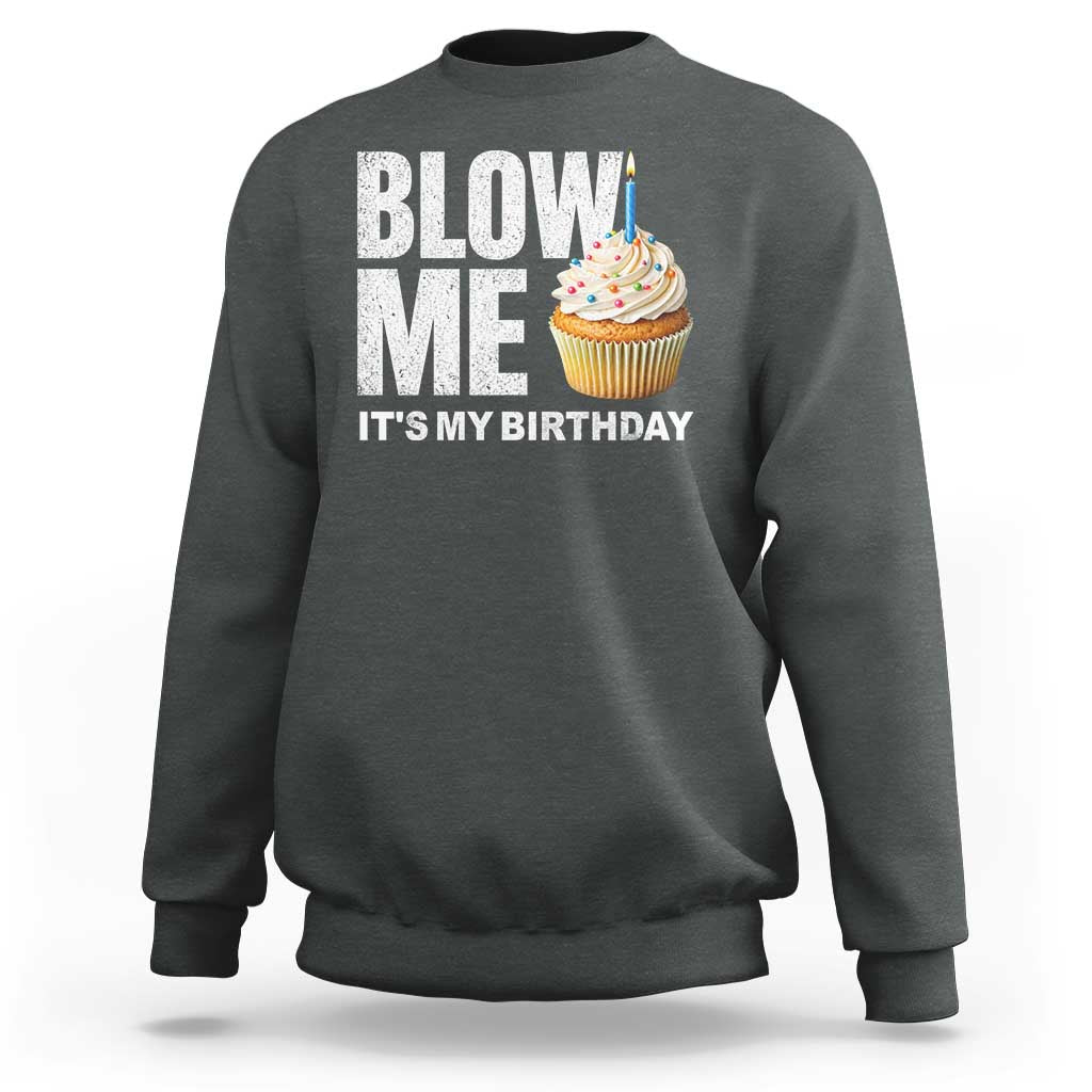 Blow Me Its My Birthday Sweatshirt Funny Adult Humor Dirty Jokes Bday Gag Gifts