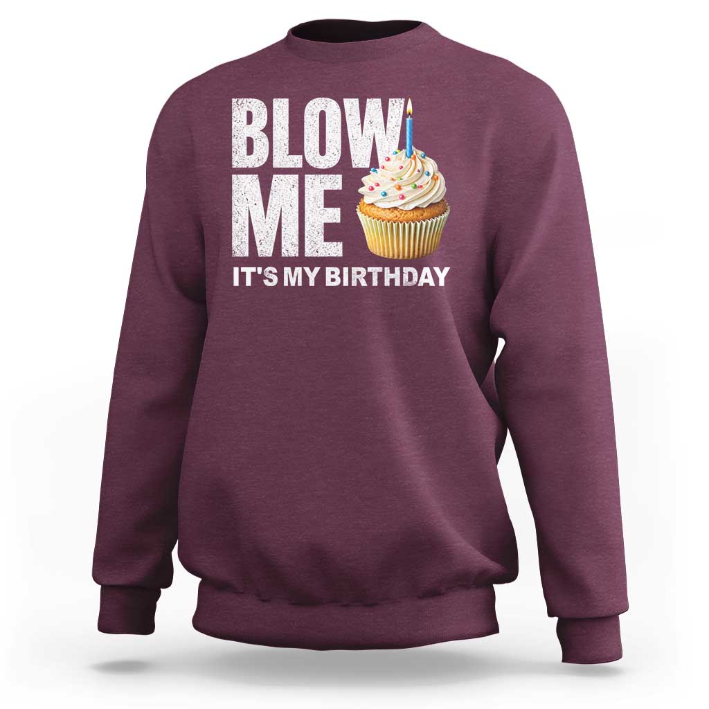 Blow Me Its My Birthday Sweatshirt Funny Adult Humor Dirty Jokes Bday Gag Gifts
