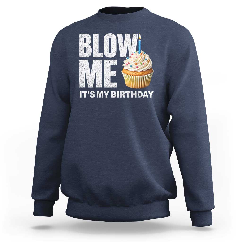 Blow Me Its My Birthday Sweatshirt Funny Adult Humor Dirty Jokes Bday Gag Gifts