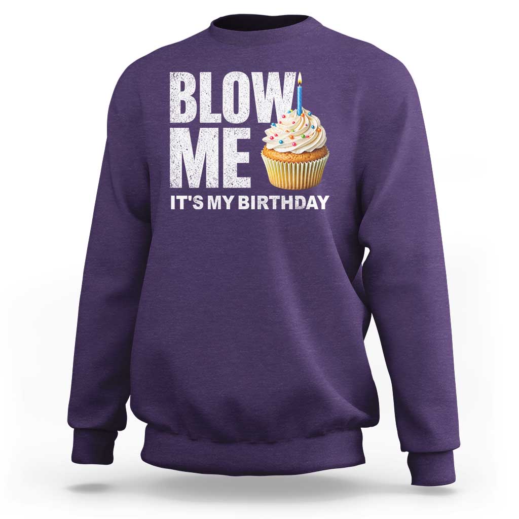 Blow Me Its My Birthday Sweatshirt Funny Adult Humor Dirty Jokes Bday Gag Gifts