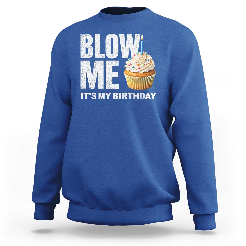 Blow Me Its My Birthday Sweatshirt Funny Adult Humor Dirty Jokes Bday Gag Gifts