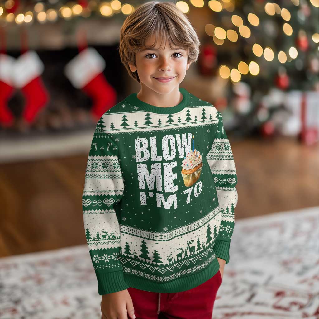 Funny 70th Birthday Ugly Christmas Sweater Blow Me Im 70 Year Old Bday Gag Gift Saying
