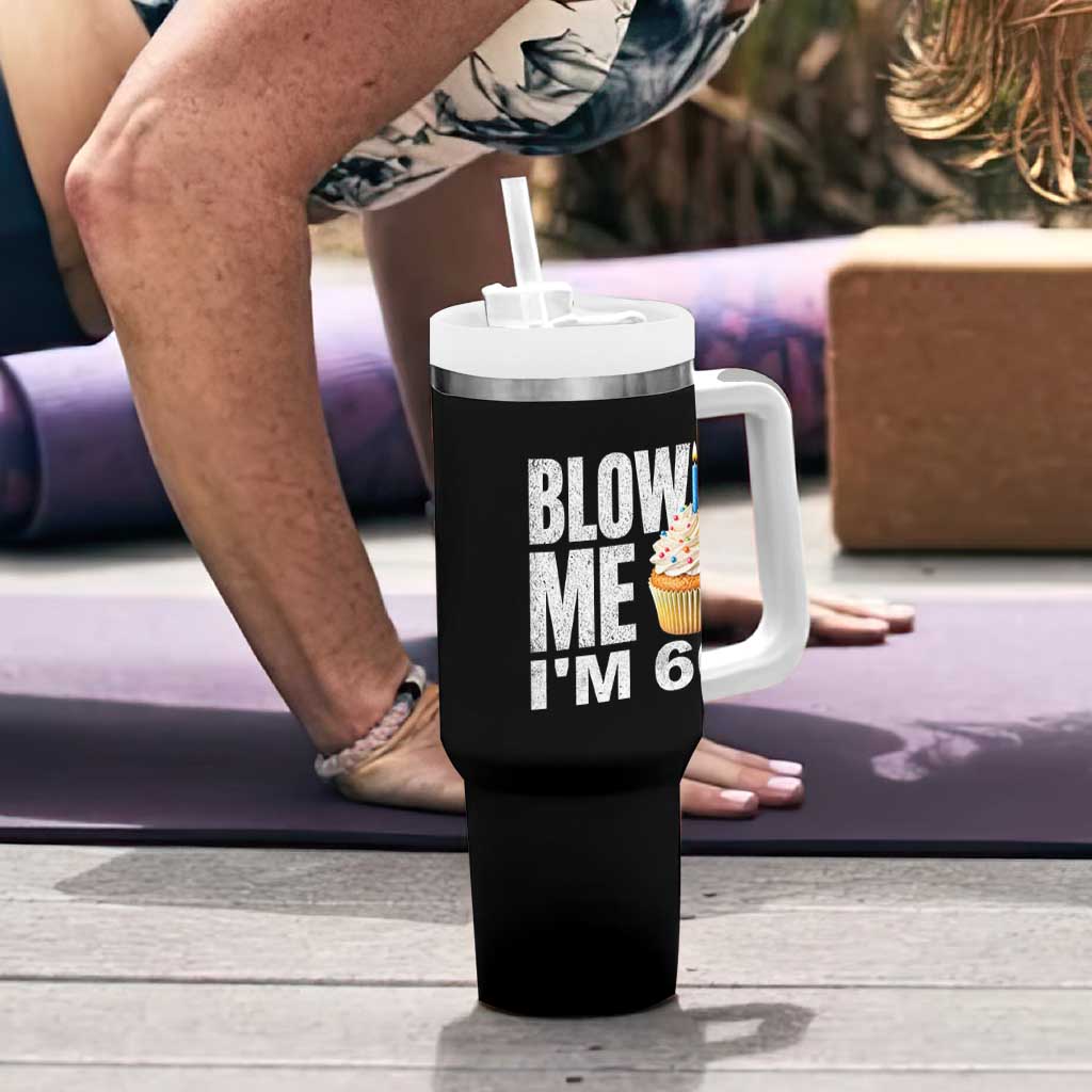 Funny 60th Birthday Tumbler With Handle Blow Me Im 60 Year Old Bday Gag Gift Saying