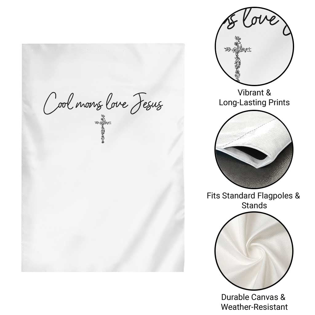 Cool Moms Love Jesus Garden Flag Christian Mom Floral Mama Mothers Day