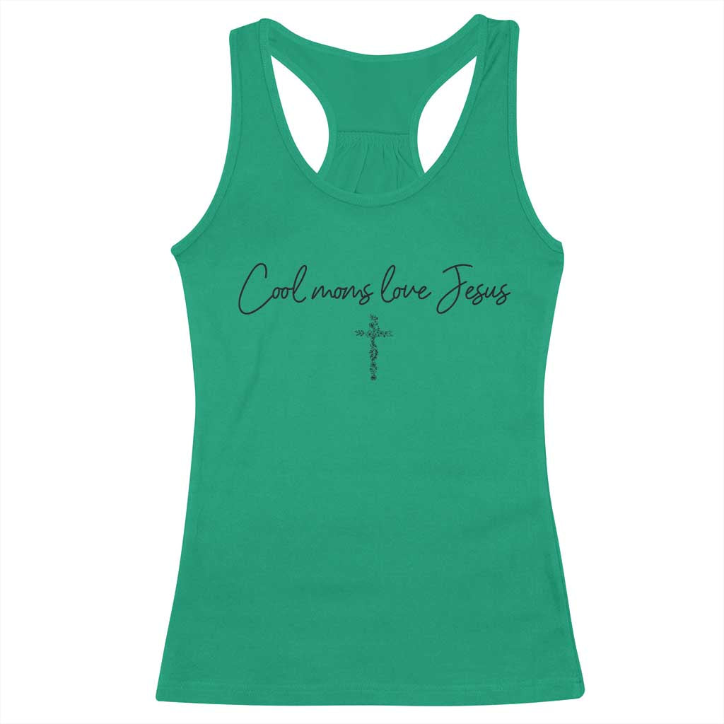 Cool Moms Love Jesus Racerback Tank Top Christian Mom Floral Mama Mothers Day