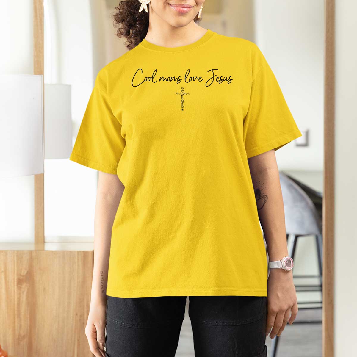 Cool Moms Love Jesus T Shirt For Women Christian Mom Floral Mama Mothers Day