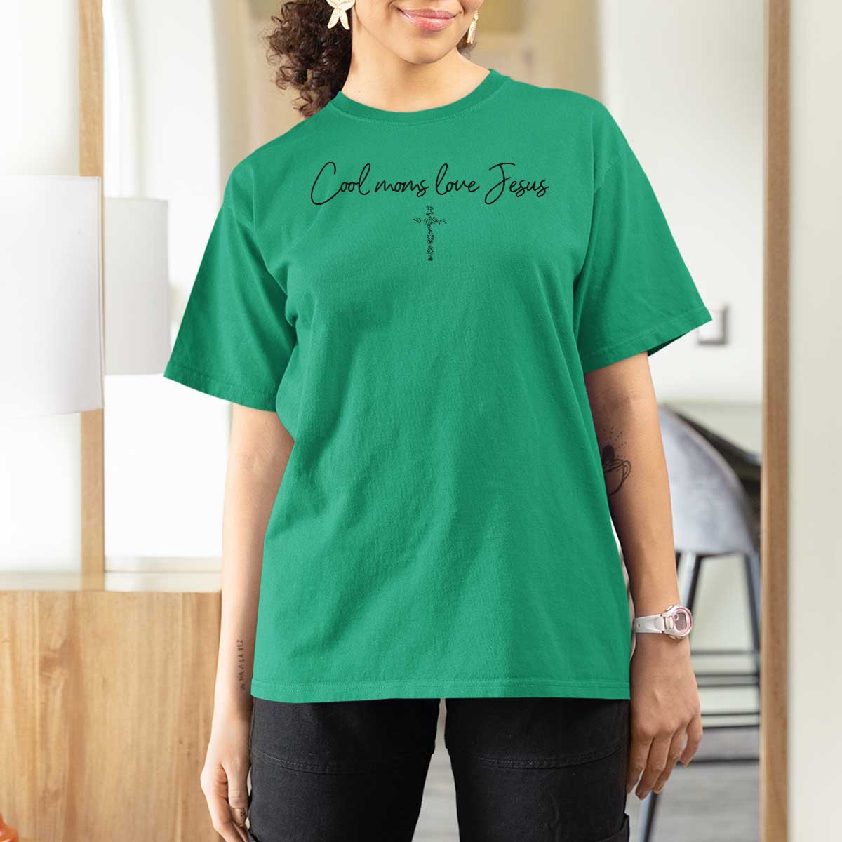 Cool Moms Love Jesus T Shirt For Women Christian Mom Floral Mama Mothers Day