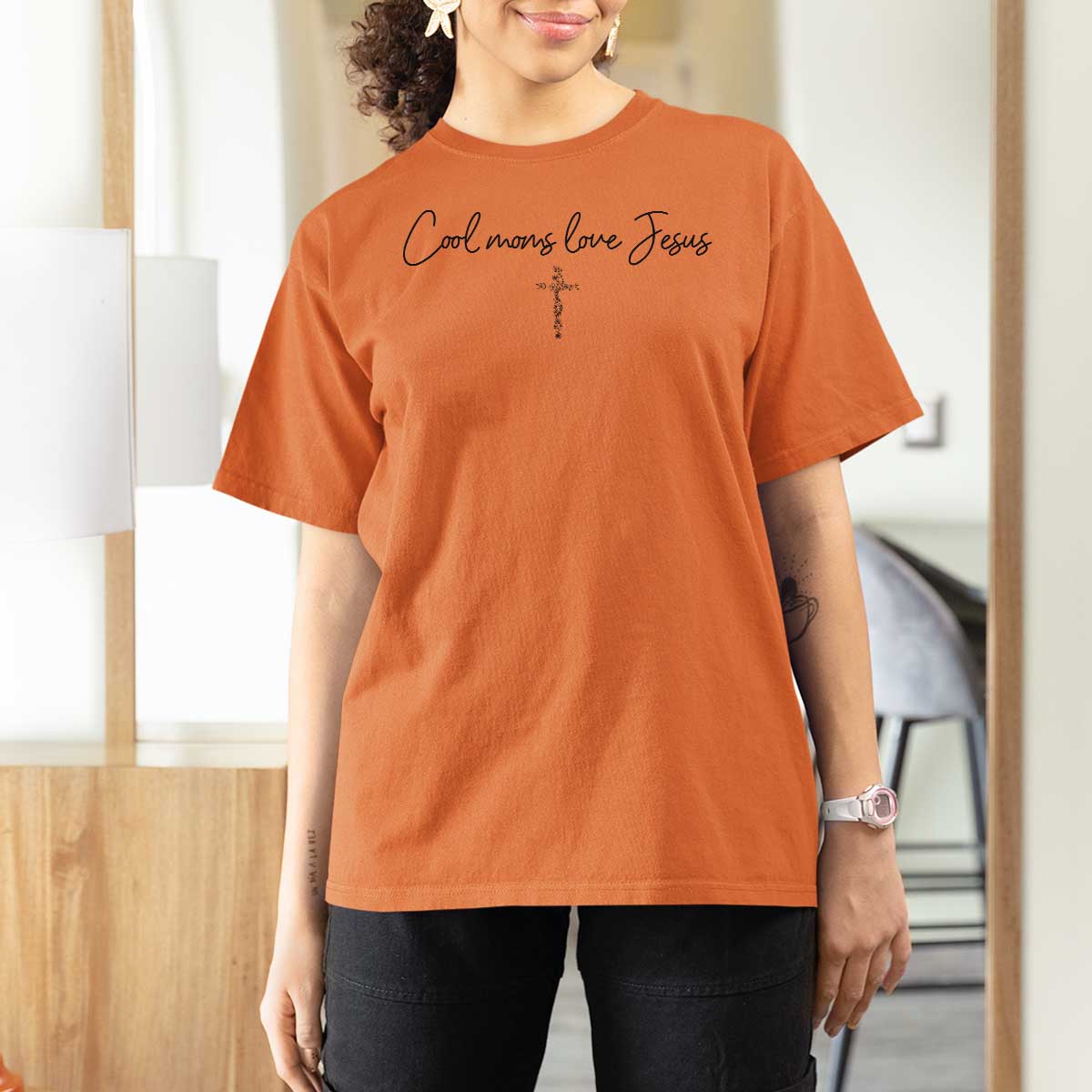 Cool Moms Love Jesus T Shirt For Women Christian Mom Floral Mama Mothers Day