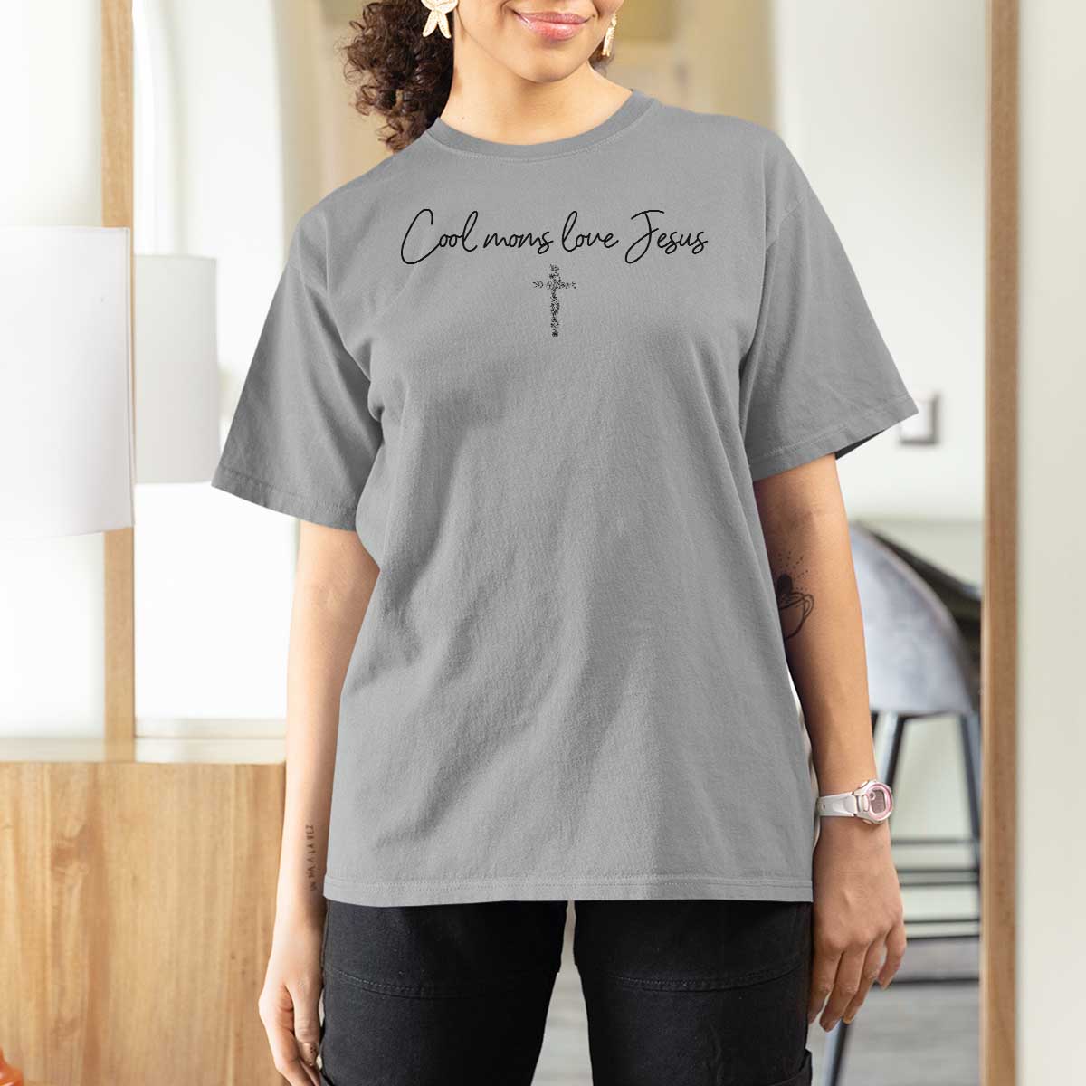 Cool Moms Love Jesus T Shirt For Women Christian Mom Floral Mama Mothers Day