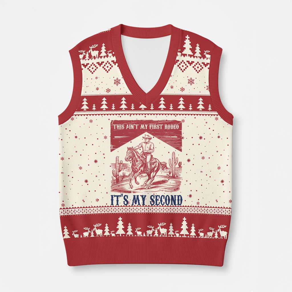 Toddler Baby Boy 2nd Birthday V-Neck Knit Sweater Vest This Aint My First Rodeo Its My Second - Wonder Print Shop